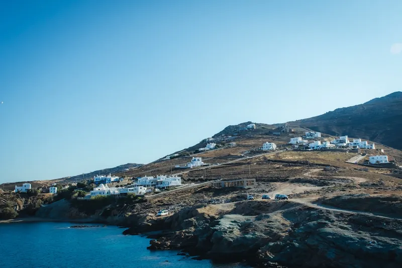 Delos arkeologiska område med Lejonterrassen och ruiner från Apollon-kulten