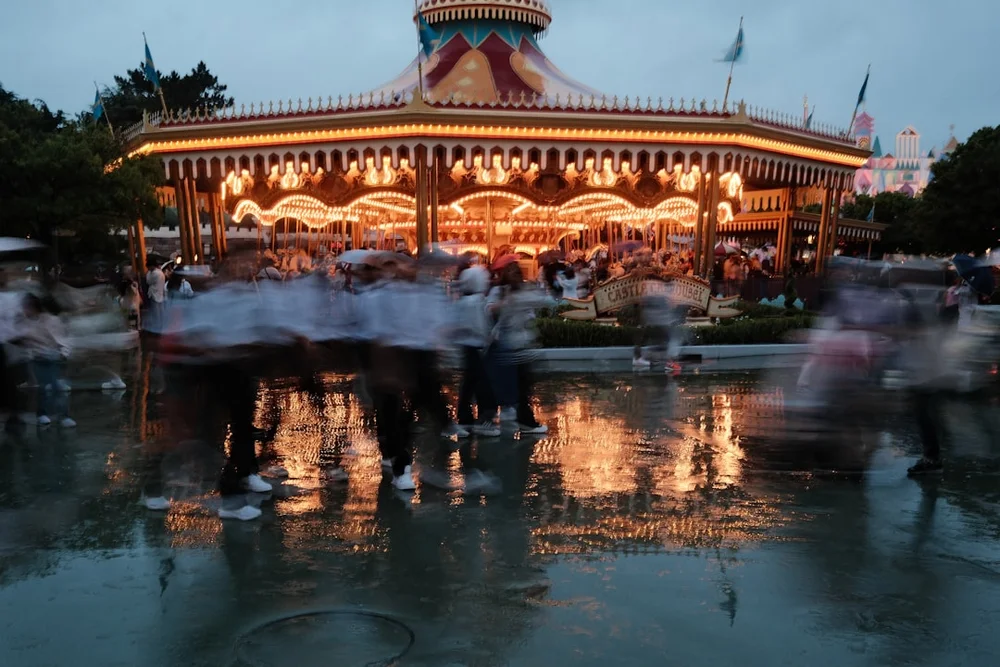 Tokyo Disneyland slott nattetid